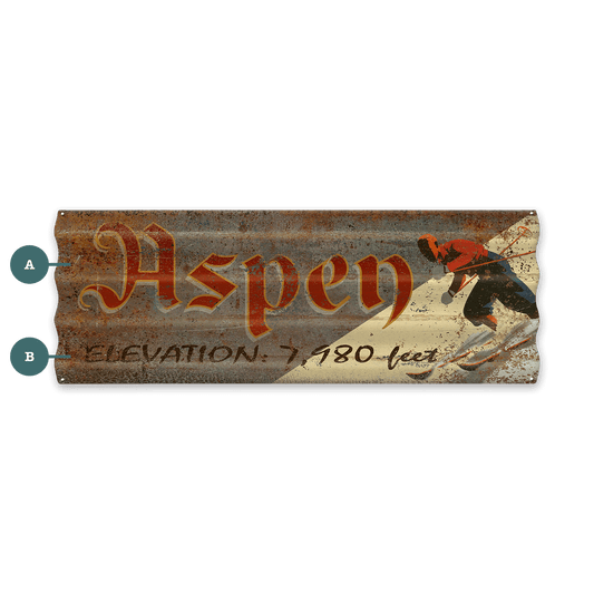 Elevation Skier - Corrugated Metal Wall Art
