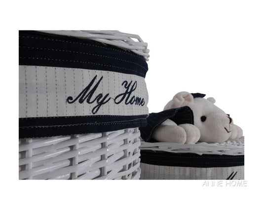 Anne Home - Set of 4 Oval Willow Baskets With Bear Design