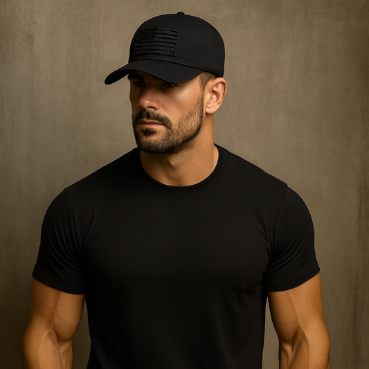 TRUCKER - AMERICAN Flag Blackout Hat