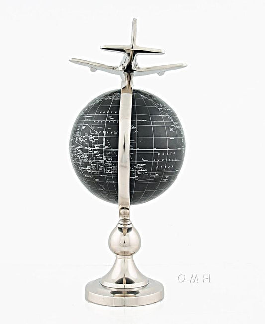 Airplane On Globe W Brass Stand