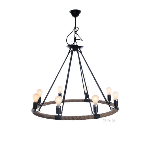 Rope Pendant Lamp - 8 Bulbs