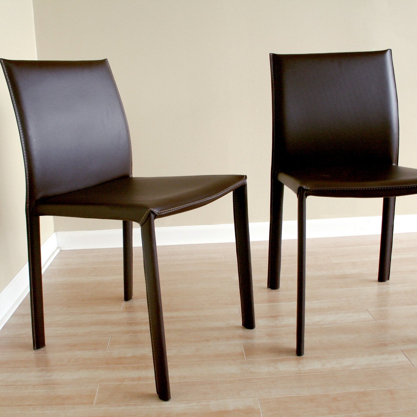 Baxton Studio Brown Leather Bar Stool (Set of 2)
