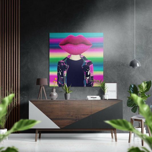 Lip Head Brushed Aluminium Dibond Wall Art