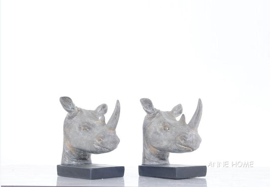 Anne Home - Rhino Head Bookend - Set of 2