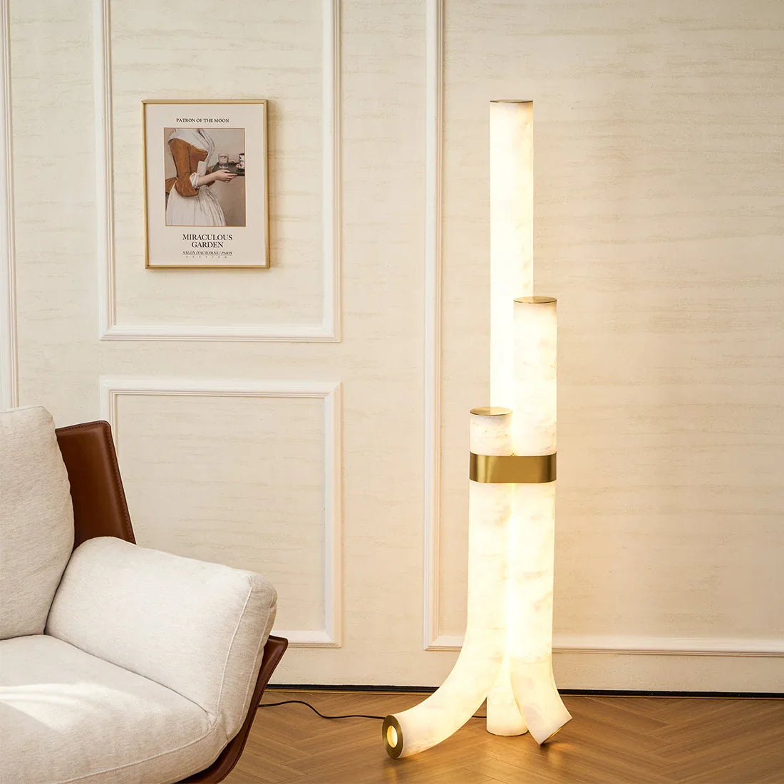 Alabaster Tube Floor Lamp