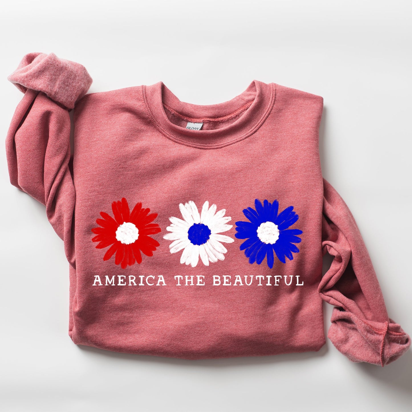 America The Beautiful Red White Blue Patriotic Pride Canvas Inspired Cozy Sweatshirt