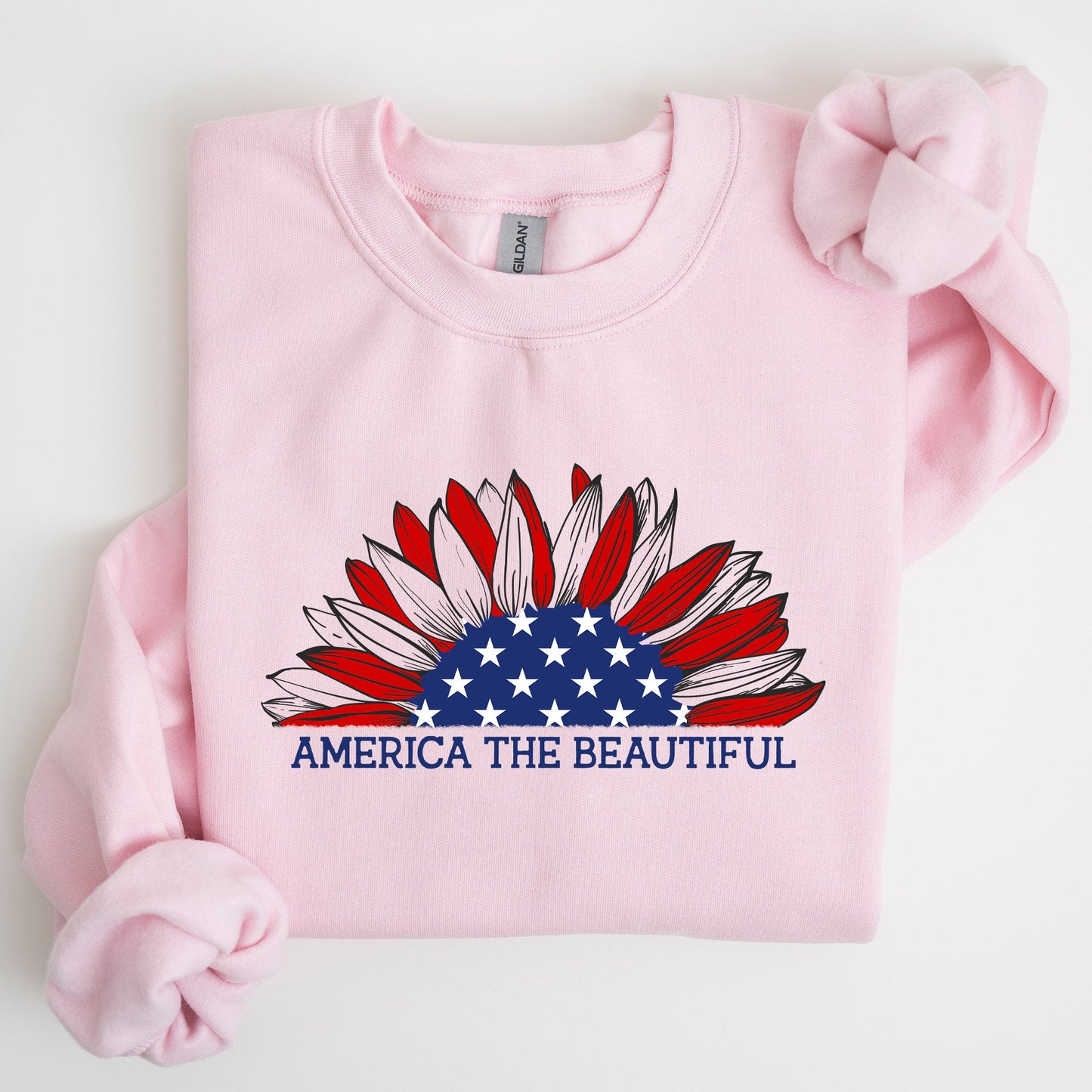 America The Beautiful Sunflower Patriotic Emblem Artwork In Bold Uplifting Style For Everyday Wear Sweatshirt