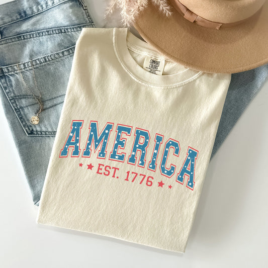America 1776 Patriotic Fourth of July Vintage Flag Heritage Edition Comfort Colors Tee