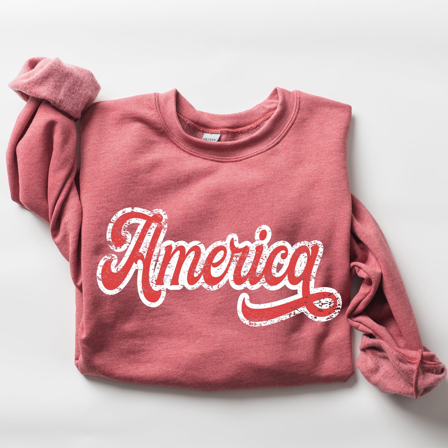 America 4th Of July Patriotic USA Red White Varsity Retro Vintage Emblem Sweatshirt