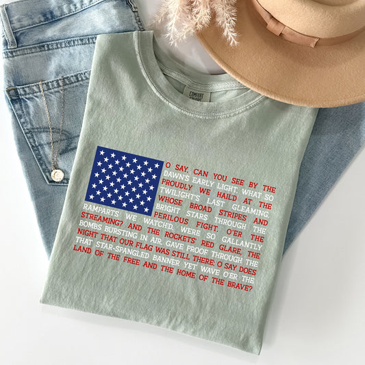 American Flag Anthem Patriotic Fourth Of July Pride Vintage Edition Flag Graphic Heritage Comfort Colors Tee