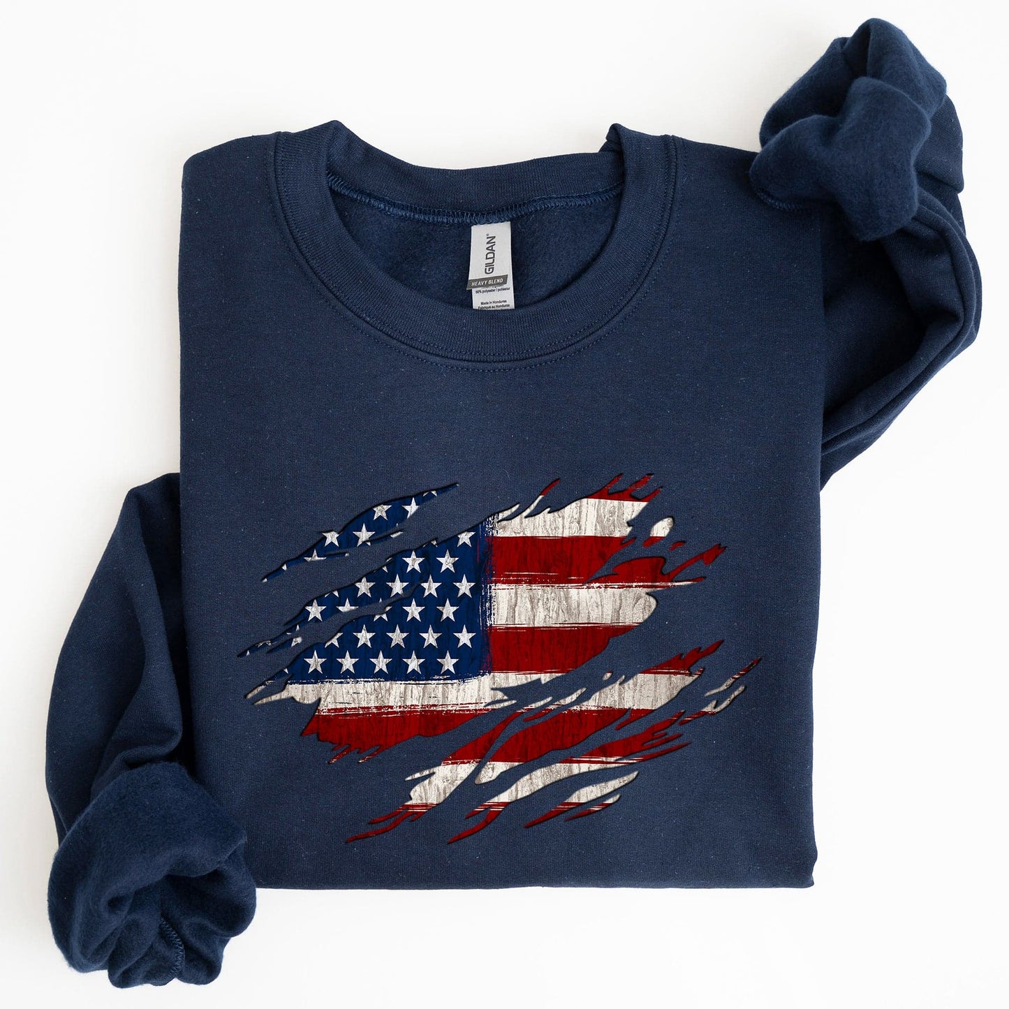 American Flag Patriotic Fourth of July Pride Banner Design Celebrating USA Heritage and Freedom Sweatshirt