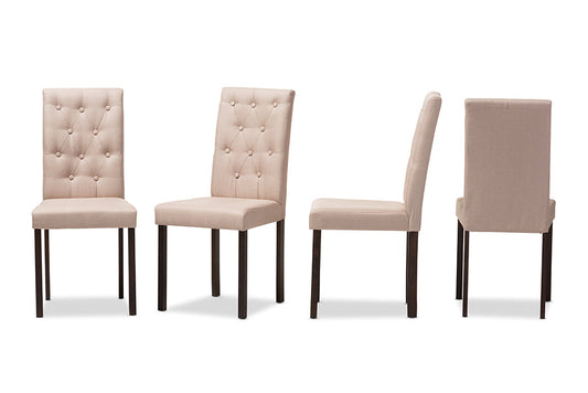 Baxton Studio Gardner Modern and Contemporary Dark Brown Finished Beige Fabric Upholstered Dining Chair (Set of 4)