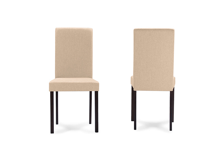 Baxton Studio Andrew Contemporary Espresso Wood Beige Fabric 5 PC Dining Set