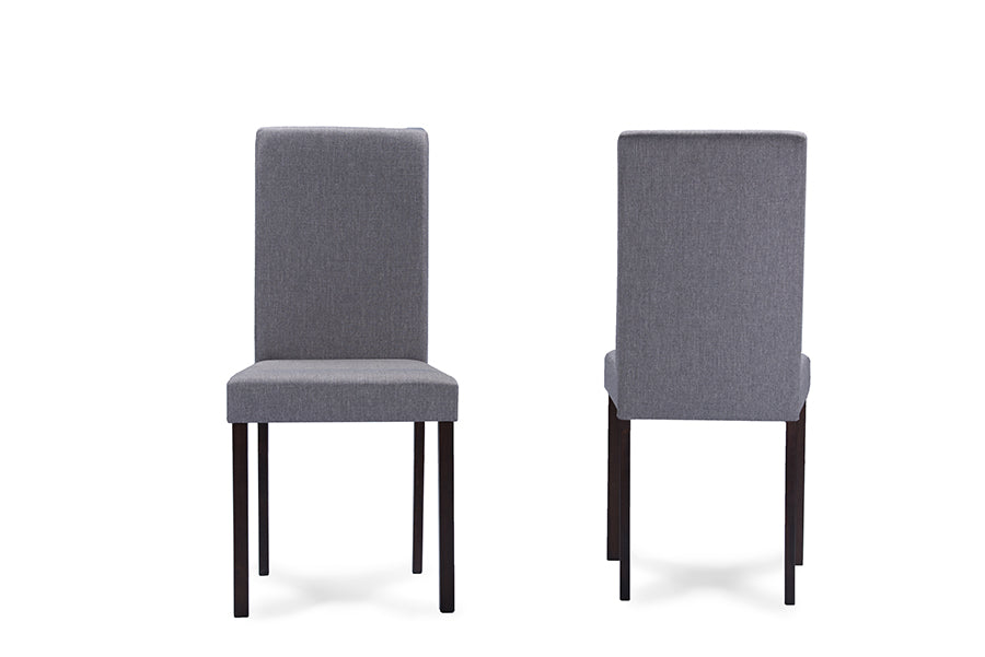 Baxton Studio Andrew Contemporary Espresso Wood Grey Fabric Dining Chair (Set of 4)