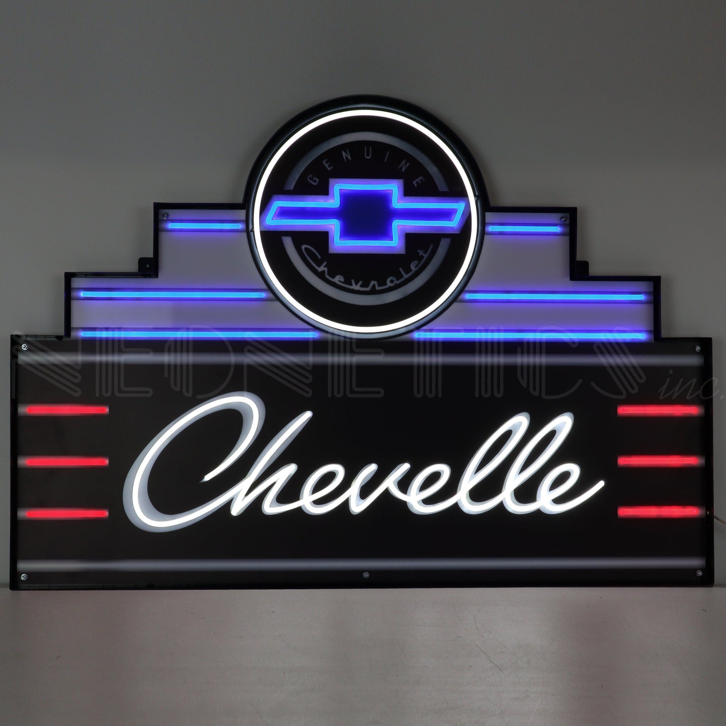 Art Deco Marquee Chevelle LED Flex-Neon Sign in Steel Can