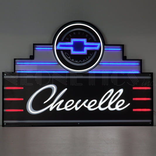 Art Deco Marquee Chevelle LED Flex-Neon Sign in Steel Can