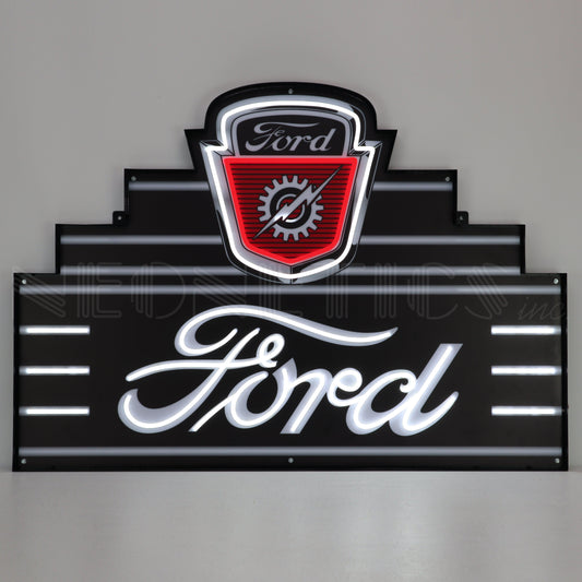 Art Deco Marquee Ford LED Flex-Neon Sign in Steel Can