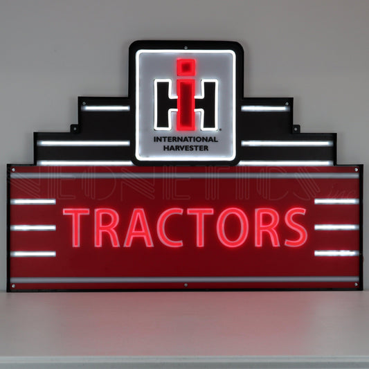 Art Deco Marquee International Harvester Tractor LED Flex-Neon Sign in Steel Can