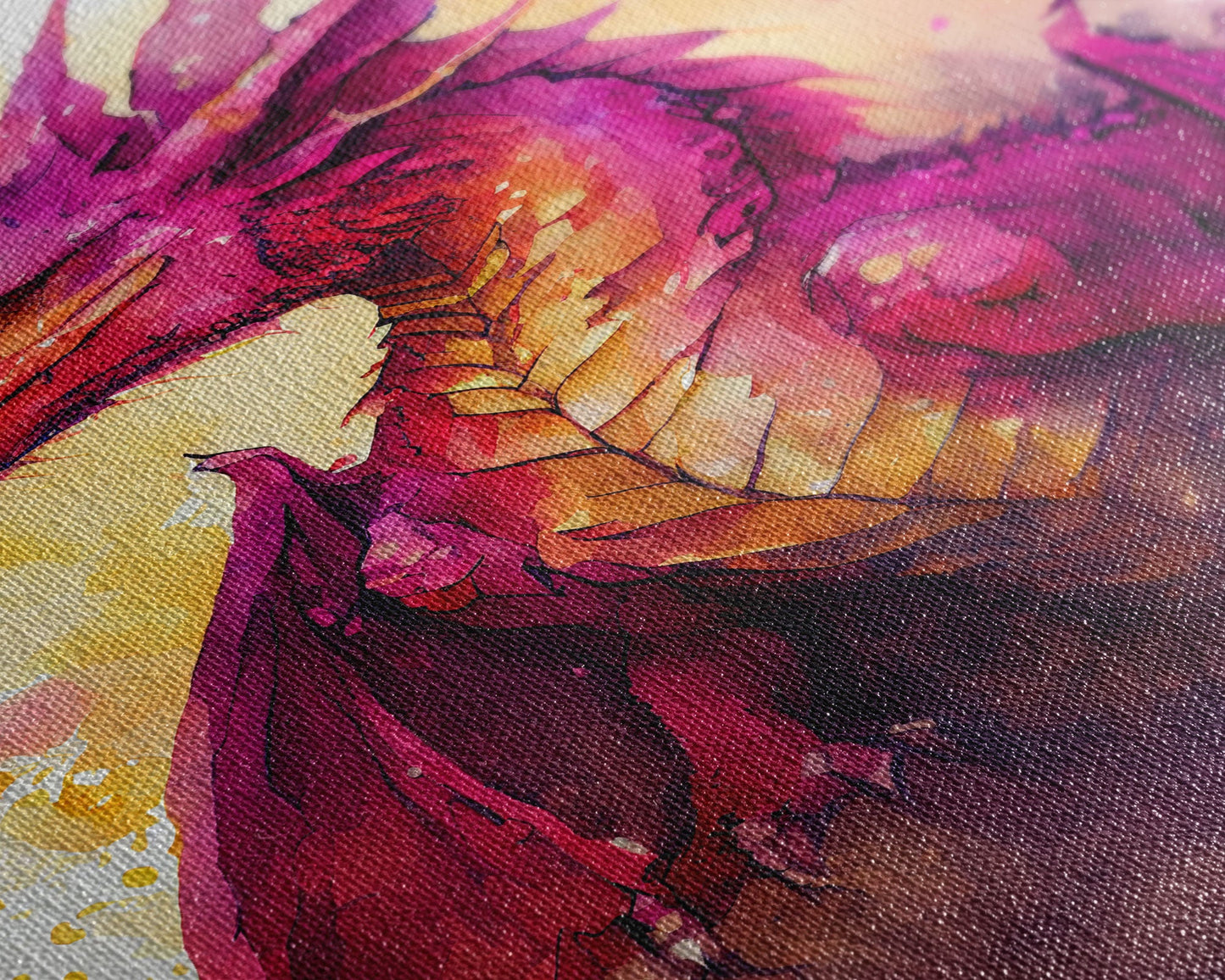 Magenta Purple Watercolor Dragon Fantasy Fine Art Print, Wall Decor, Wall Poster, Wall Art Print