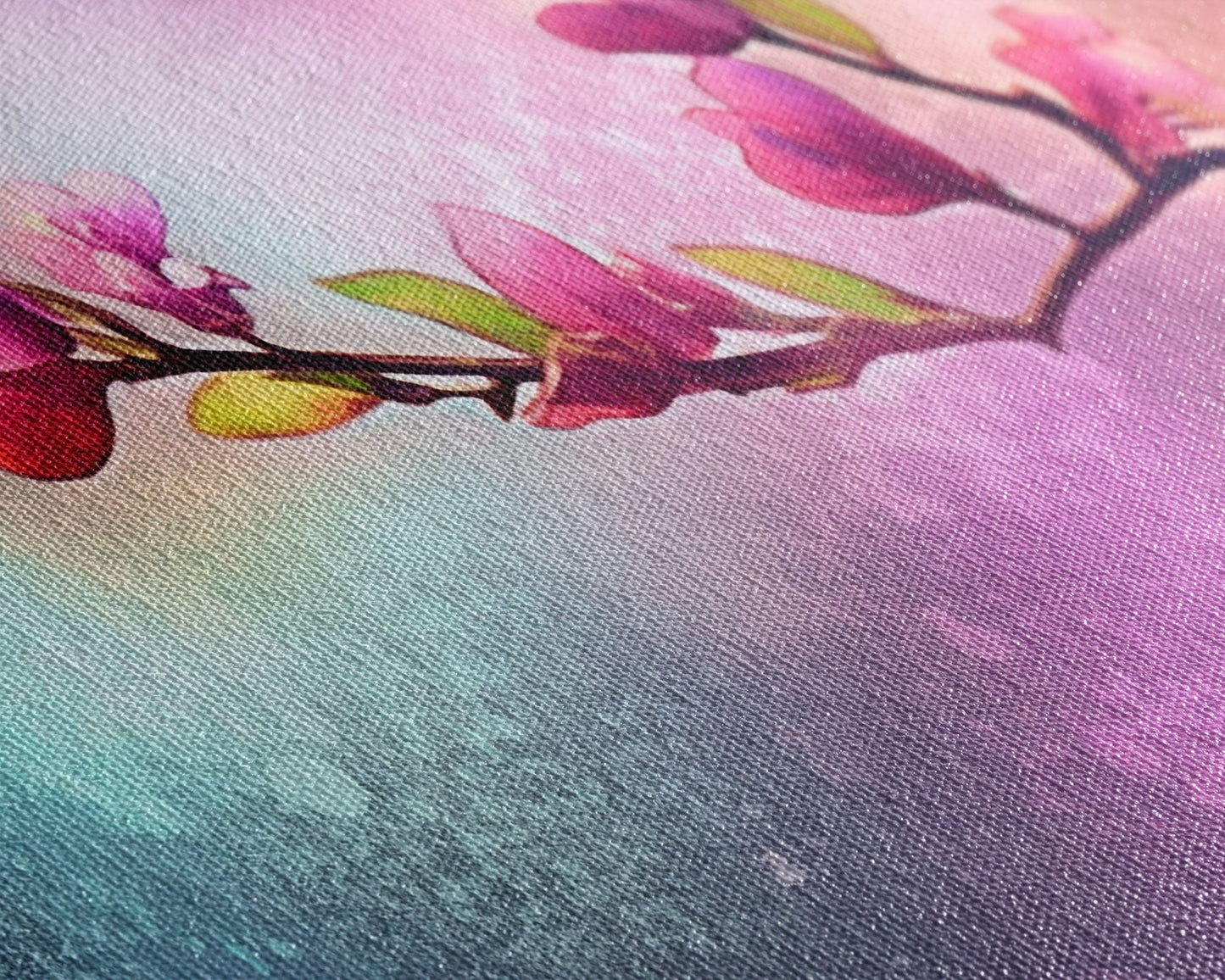 Cherry Blossoms Wall Art, Spring Flowers Wall Decor, Floral Wall Art, Panoramic Wall Decor, Canvas Print, Wall Art, Framed Canvas Art