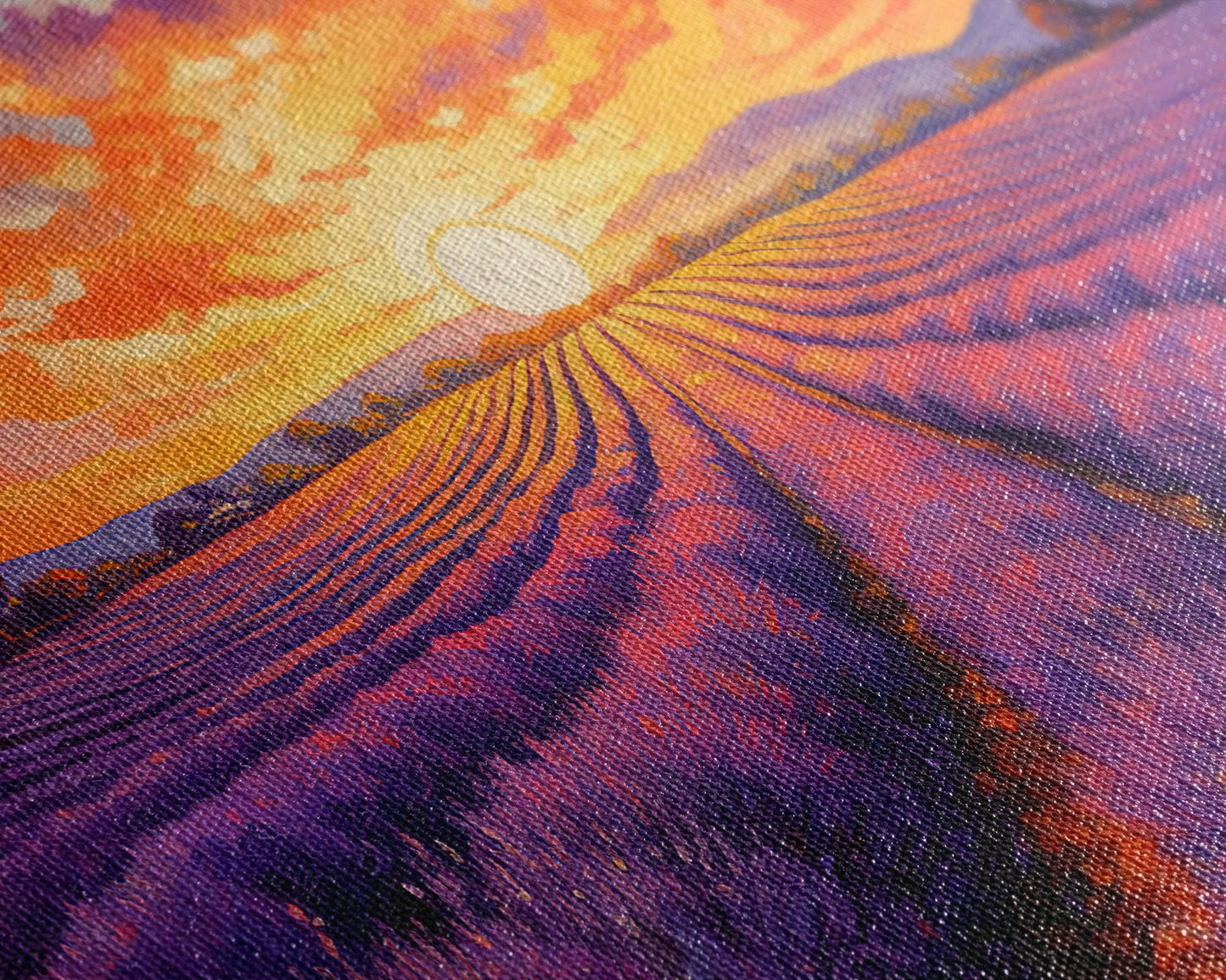 Lavender Fields, Framed Canvas Print, Purple Art, Southwestern Decor, Farmhouse Art, Centerpiece Art, Digital Wall Art, Landacape Painting