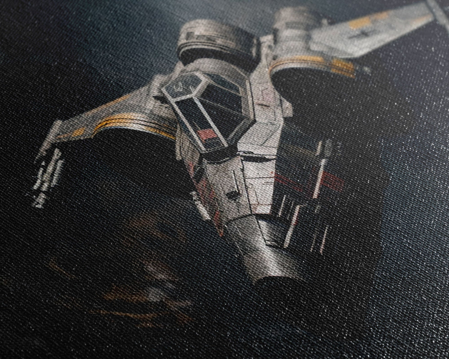 The Star Fighter, Cool Scifi Wall Art, Scifi Art, Framed Canvas Print, Gull Wing Space Ship, Unique Art, Alien Wall Art, Space Ship Art
