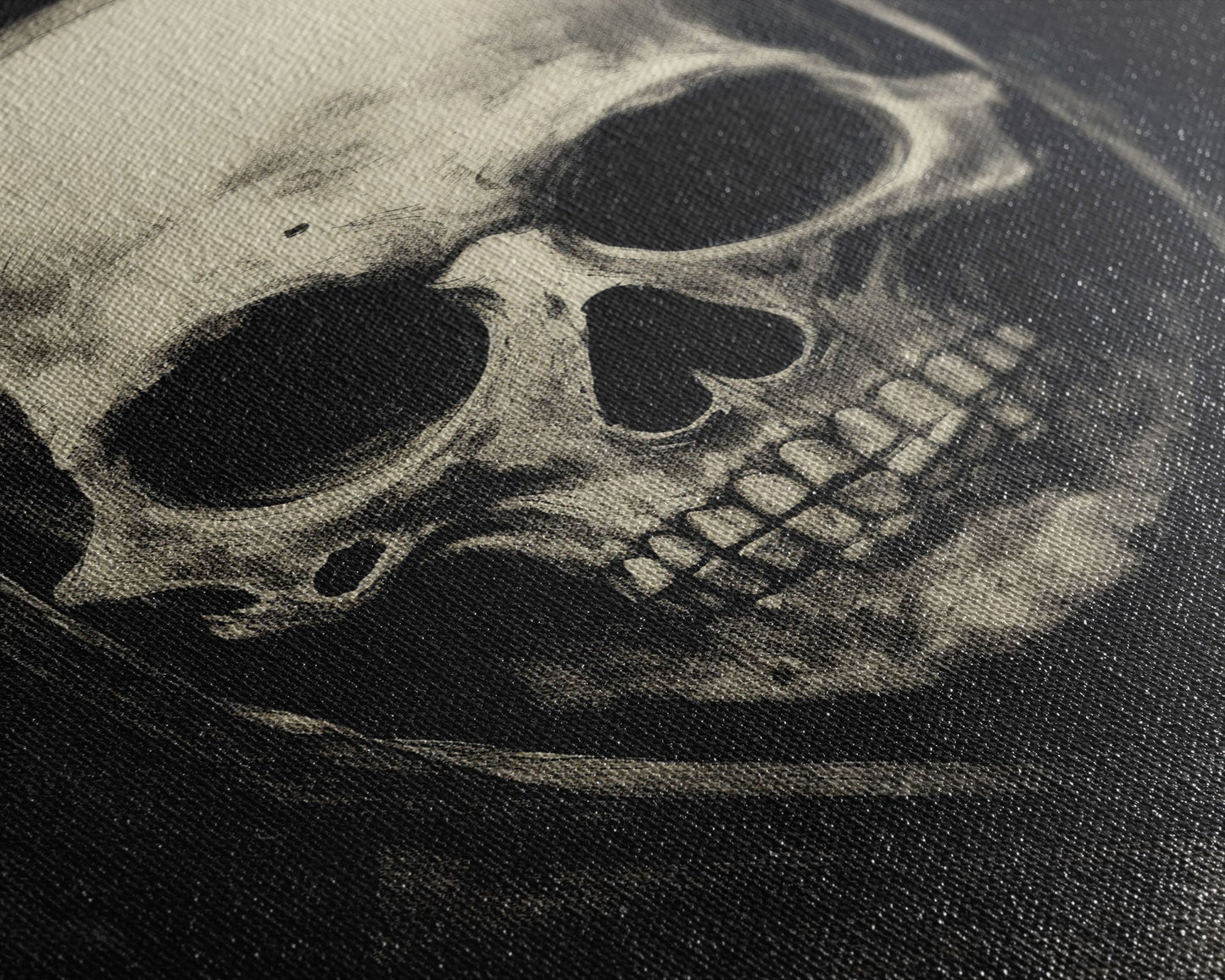 Skull Decor, Charcoal Drawing, Gothic Decor, Human Skull, Canvas Print, Wall Art, Vertical Art, Dark Wall Art, Moody Wall Art, Indie Art