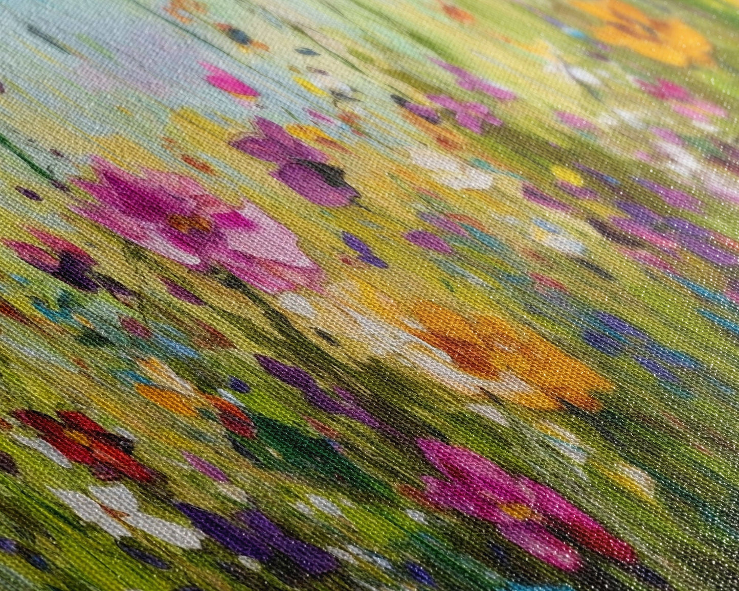 Framed Canvas Print of Original painting, Large wall art, Boho wall décor, Flower painting, Home decor, Modern art, Bedroom decor, Panoramic