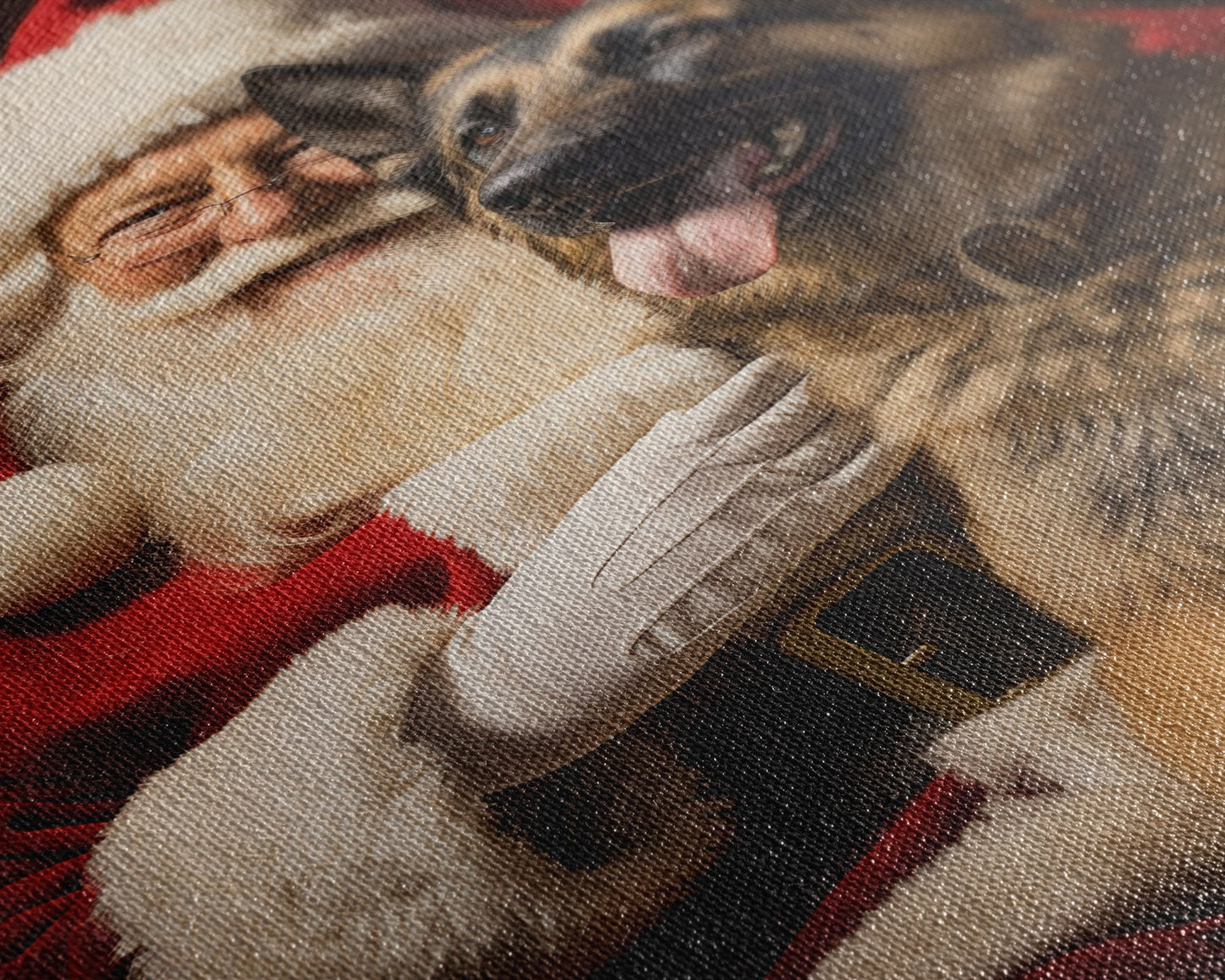 Santa Claus And His Belgian Malinois, Christmas Wall Art, Dog Gift, Christmas Dog, Winter Wall Art, Santa Decor, Santa Art Print, Cute Dog