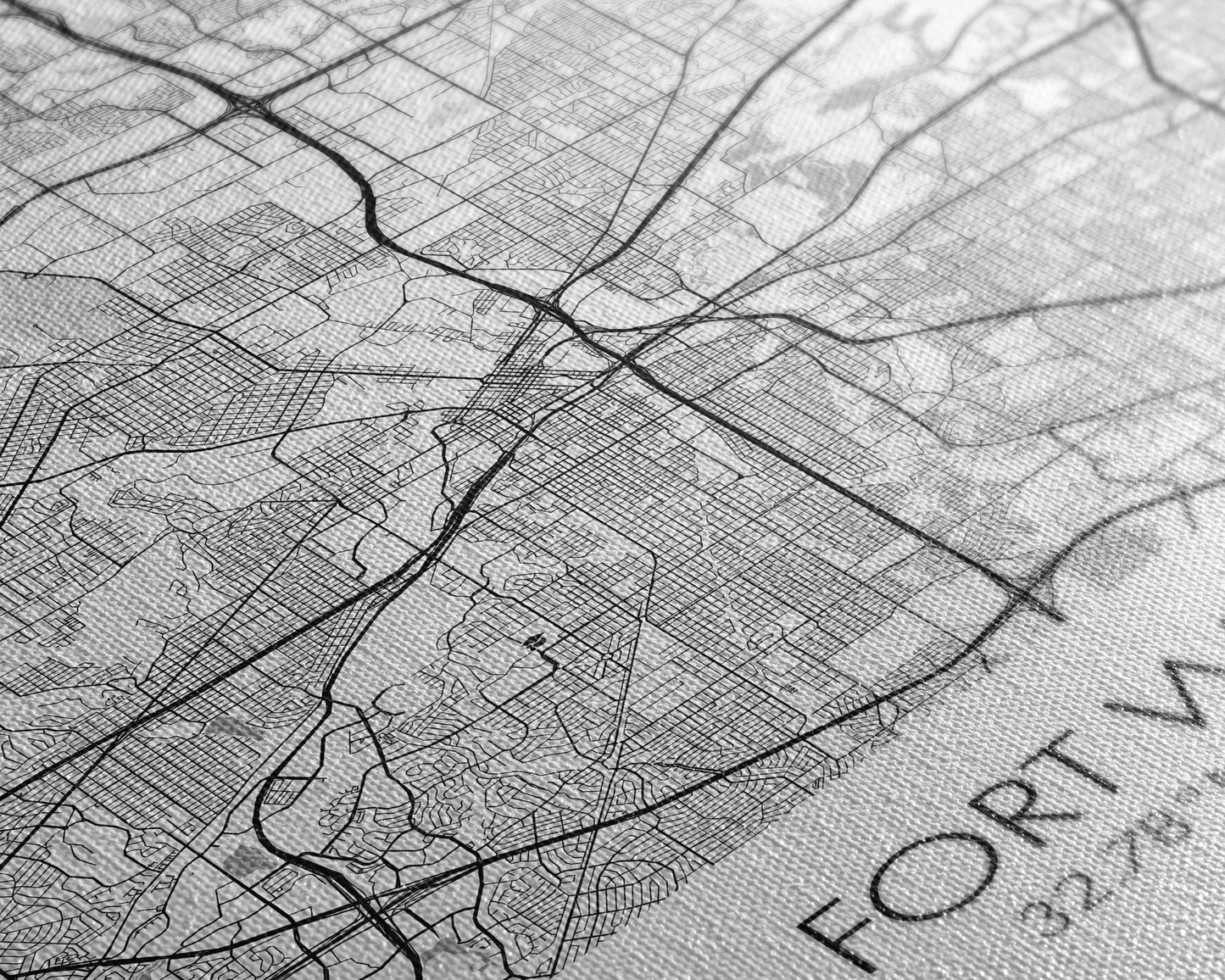 Fort Worth Street Map, Texas Map, City Map Art, Minimalist Art, Wall Art, Canvas Print, Travel Wall Art, Gifts For Women, Man Cave Décor