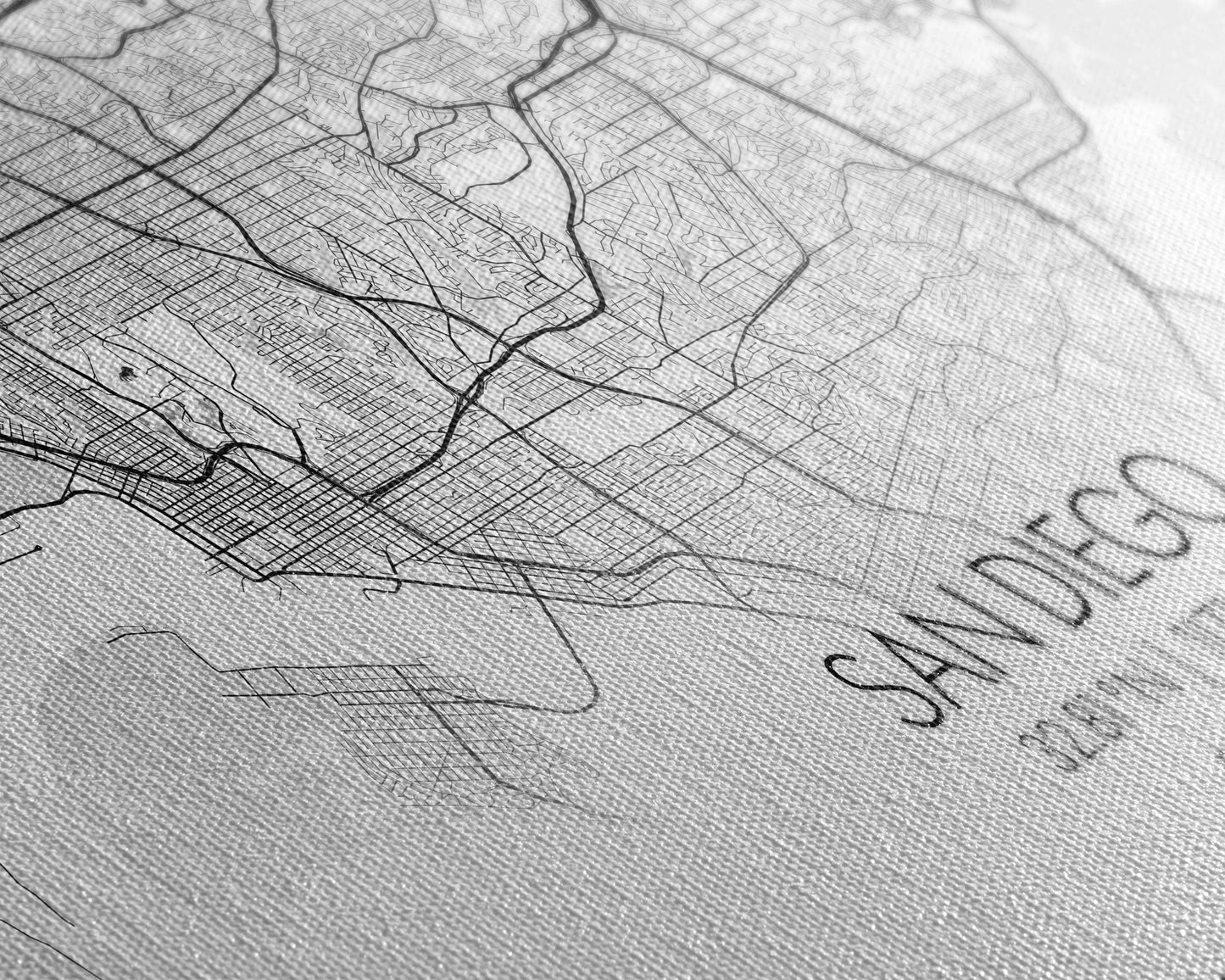 San Diego City Map, California Art, Map Print, Modern Wall Art, Wall Art, Canvas Art, Home Décor Prints, Friendship Gift, Horizontal Art