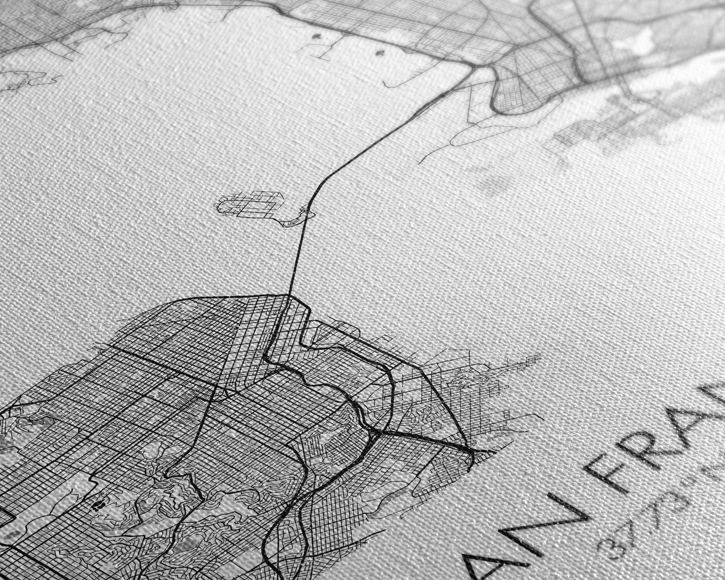 San Francisco Street Map, California Map, City Map Print, Minimalist Art, Wall Art, Canvas Print, Family Room Décor, Gift For Travelers