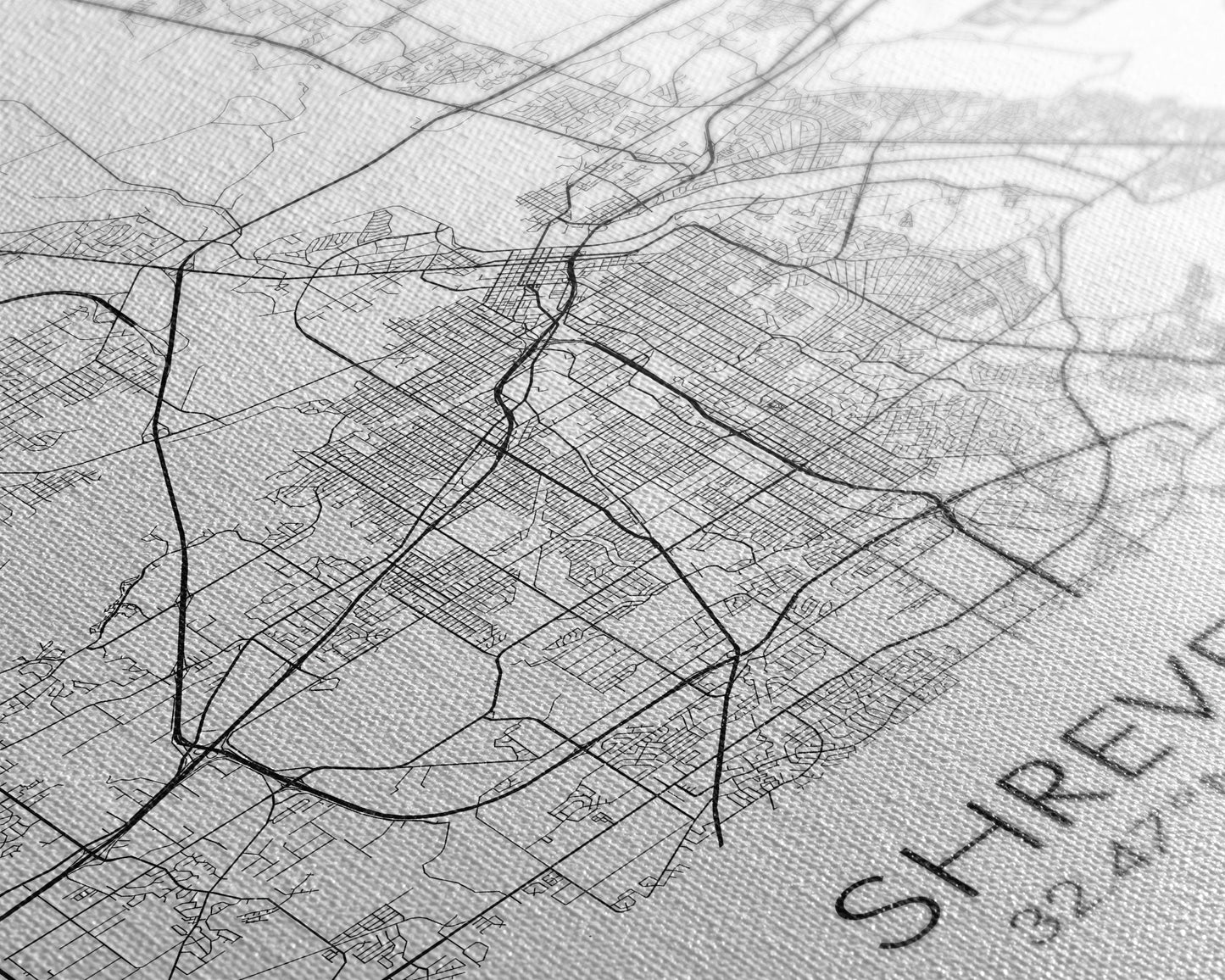 Shreveport Street Map, Louisiana Map, City Map Print, Minimalist Art, Wall Art, Canvas Print, Wall Decoration, Aviation Gift, Travel Décor