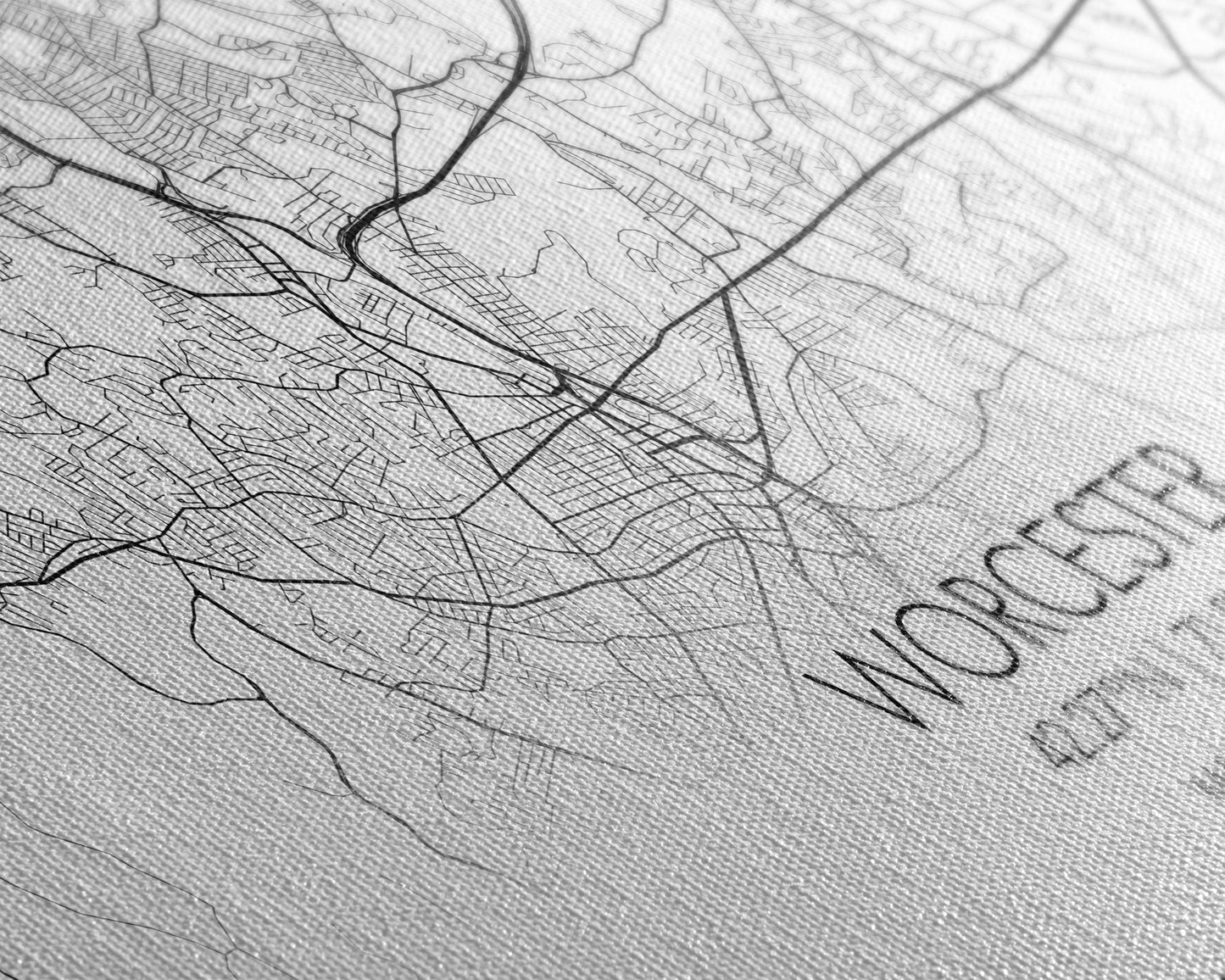 Worcester City Map, Massachusetts Art, Map Print, Modern Wall Art, Wall Art, Canvas Art, Dining Room Décor, Boho Wall Art, Prints Wall Art