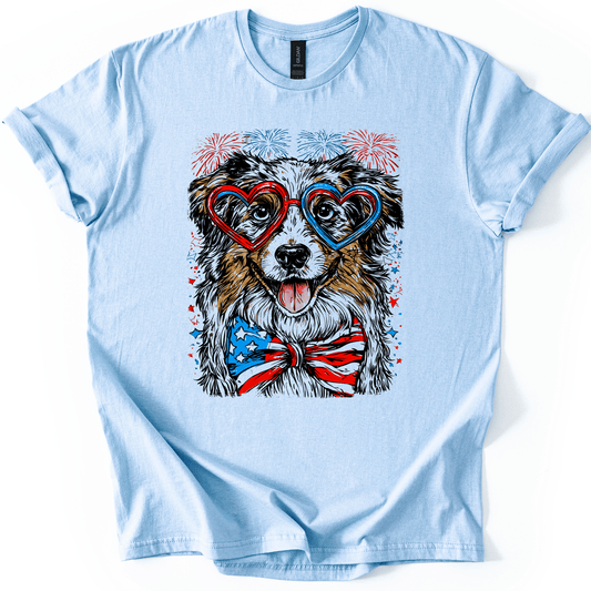 Premium Australian Shepherd Patriotic Dog USA Flag Pride For Pet Lovers Graphic Tee