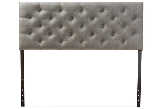 Baxton Studio Viviana Modern and Contemporary Grey Fabric Upholstered Button-tufted Queen Size Headboard