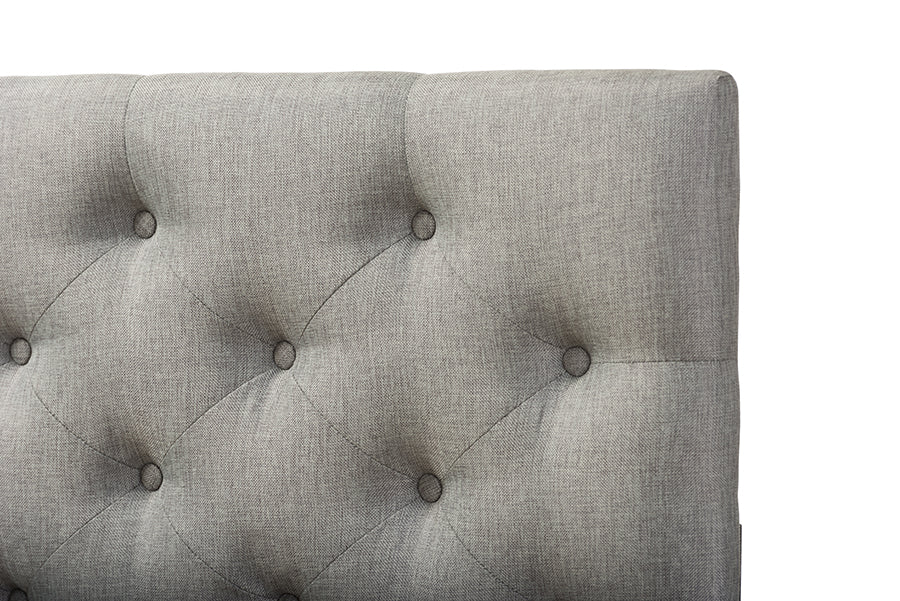 Baxton Studio Viviana Modern and Contemporary Grey Fabric Upholstered Button-tufted Queen Size Headboard