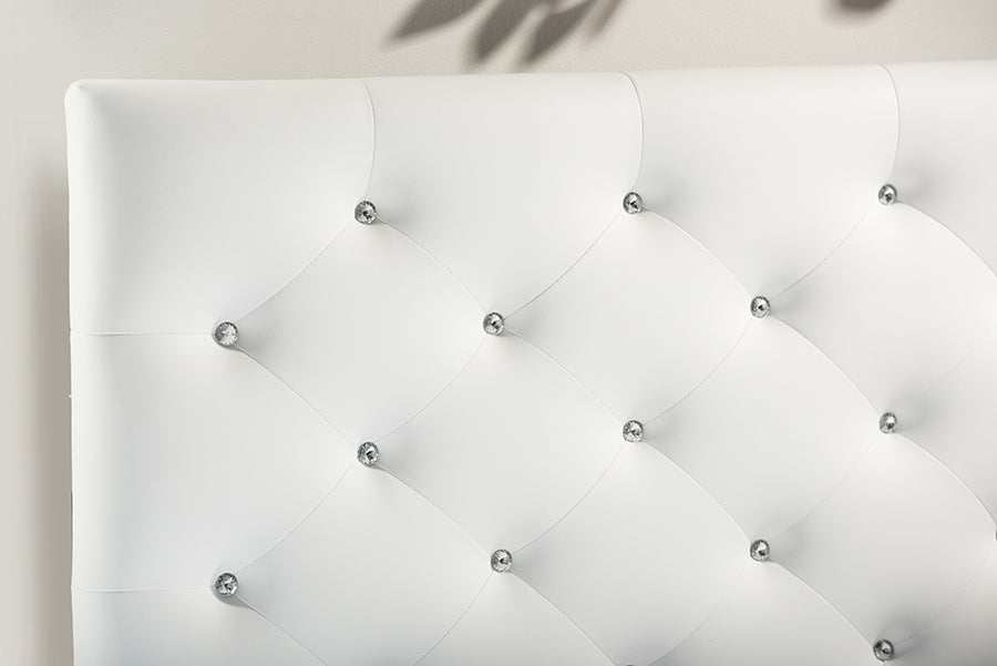Baxton Studio Viviana Modern and Contemporary White Faux Leather Upholstered Button-tufted Queen Size Headboard