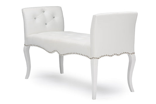 Baxton Studio Kristy Modern and Contemporary White Faux Leather Classic Seating Bench