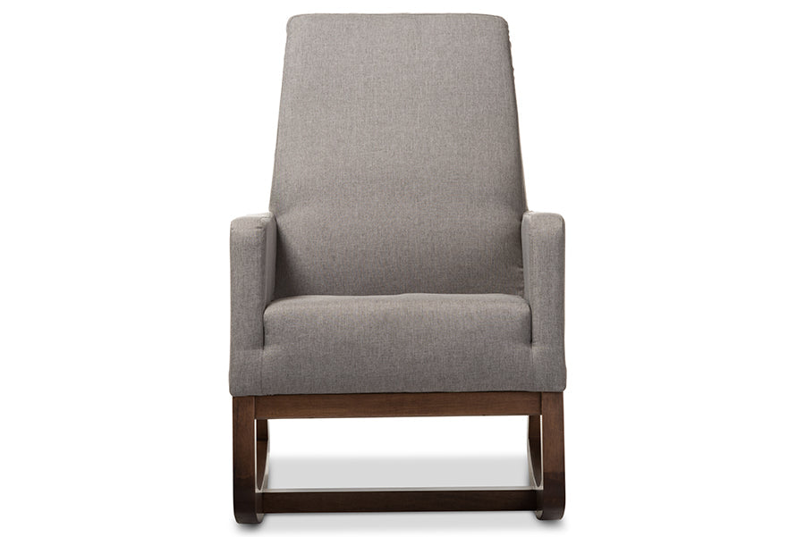 Baxton Studio Yashiya Mid-century Retro Modern Grey Fabric Upholstered Rocking Chair and Ottoman Set