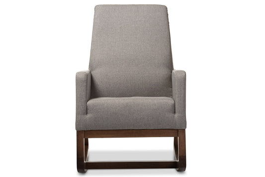 Baxton Studio Yashiya Mid-century Retro Modern Grey Fabric Upholstered Rocking Chair and Ottoman Set