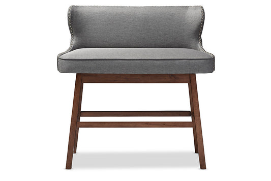 Baxton Studio Gradisca Modern and Contemporary Grey Fabric Button-tufted Upholstered Bar Bench Banquette