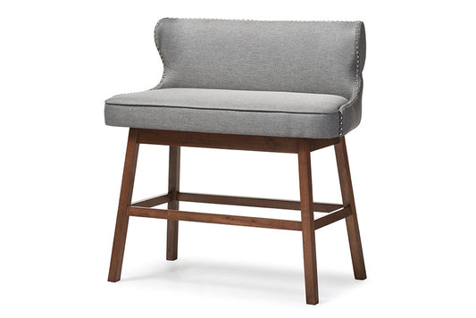 Baxton Studio Gradisca Modern and Contemporary Grey Fabric Button-tufted Upholstered Bar Bench Banquette
