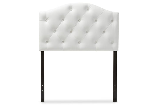Baxton Studio Myra Modern and Contemporary White Faux Leather Upholstered Button-Tufted Scalloped Twin Size Headboard
