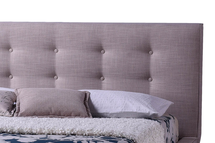 Baxton Studio Jonesy Scandinavian Style Mid-century Beige Fabric Upholstered Full Size Platform Bed