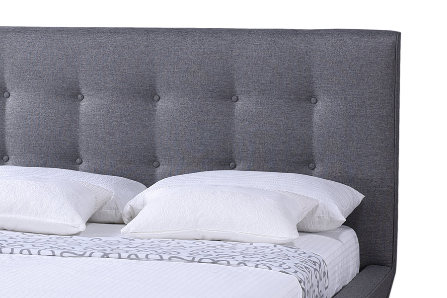 Baxton Studio Jonesy Scandinavian Style Mid-century Grey Fabric Upholstered Queen Size Platform Bed