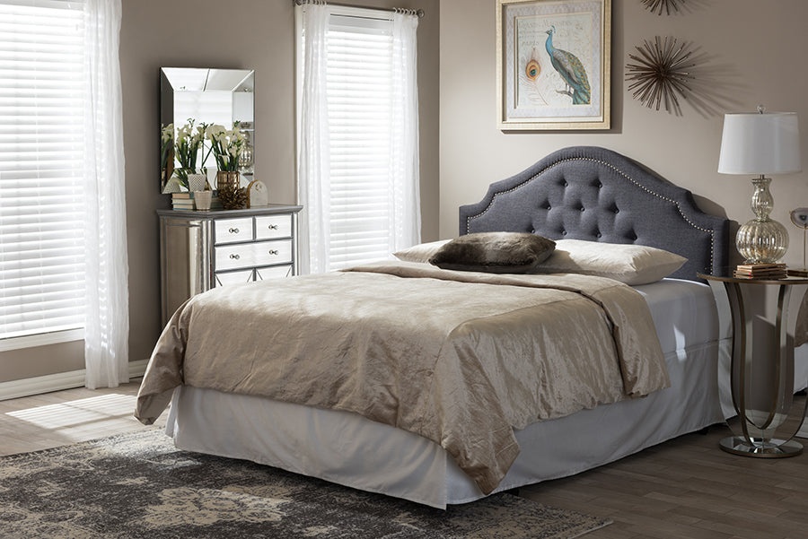 Baxton Studio Cora Modern and Contemporary Dark Grey Fabric Upholstered Queen Size Headboard