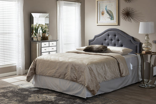 Baxton Studio Cora Modern and Contemporary Dark Grey Fabric Upholstered Full Size Headboard