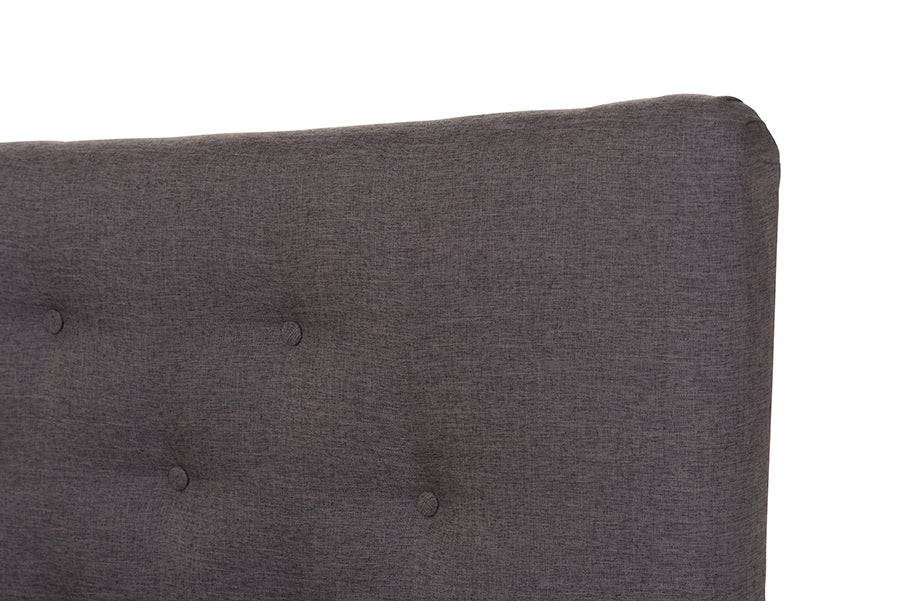 Baxton Studio Hannah Mid-Century Modern Dark Grey Fabric King Size Platform Bed