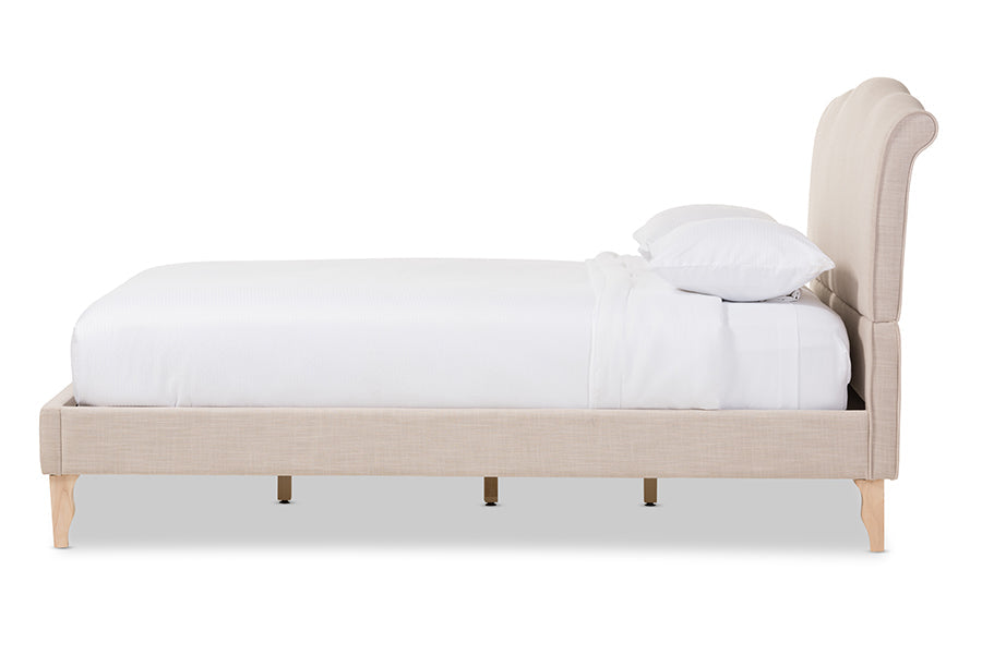 Baxton Studio Fannie French Classic Modern Style Beige Linen Fabric King Size Platform Bed